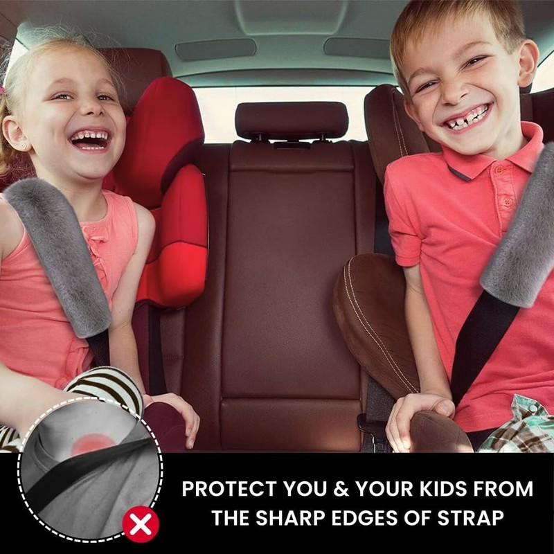 Plush Car Seat Belt Cover (2 Pack) Soft Shoulder Pad,