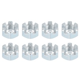 sourcing map 3/8-24 UNF Hexagon Slotted Nut, Grade 6.8 Zinc-Plated Carbon Steel Hex Nuts Good for Machinery Repairing, Silver, 8Pcs