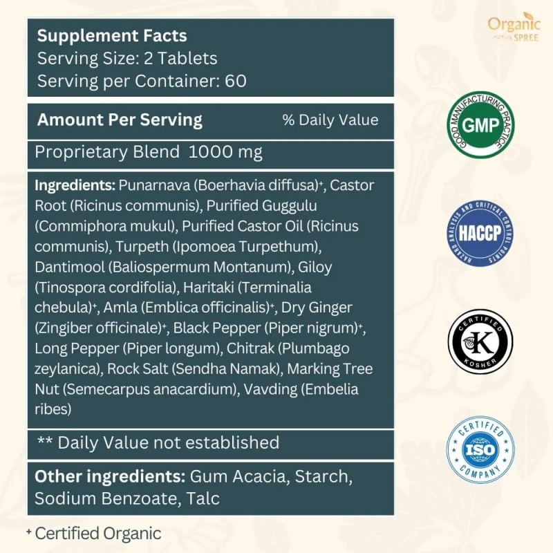 Organic Spree Punarnavadi Guggulu 120 Tabletas