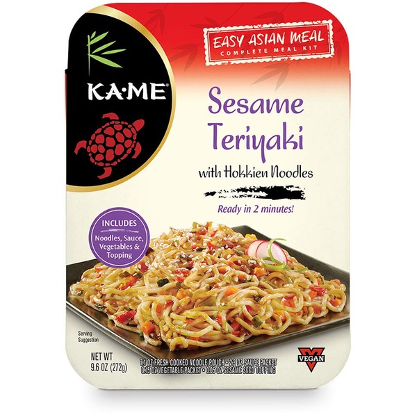 Ka-Me Hokkien Noodles Sesame Teriyaki - Easy Stir Fry Noodles Asian Meal (6-Pack),9.6 Ounce (Pack of 6)