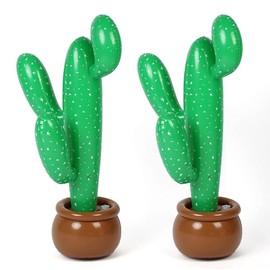 Coopay 2 Pack Inflatable Cactus Beach Backdrop Favor for Hawaiian Luau Party Summer Theme Cactus Decoration
