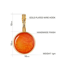 Elegant Klassisch Glanz Klein Runde Leicht Tropfen Ohrringe f√ºr Damen (Stil 32 - Gemalte Orange Gold)