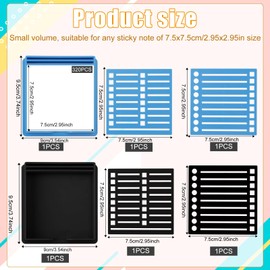 2pcs Sticky Note Stencil with 320pcs Sticky Notes, Note Holder Clip with Line Box Drawing Template Memo Pad Organizer Self-Sticky Notepad Maker Stationery for Office Home School (Black, Blue)