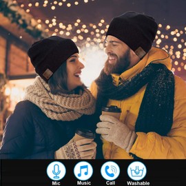 FashionLive Wireless Hat Music Beanie for Men Women Music Beanie Hat Headphones Headset Speaker Microphone Cap Boys Teens Tech Beanie hat