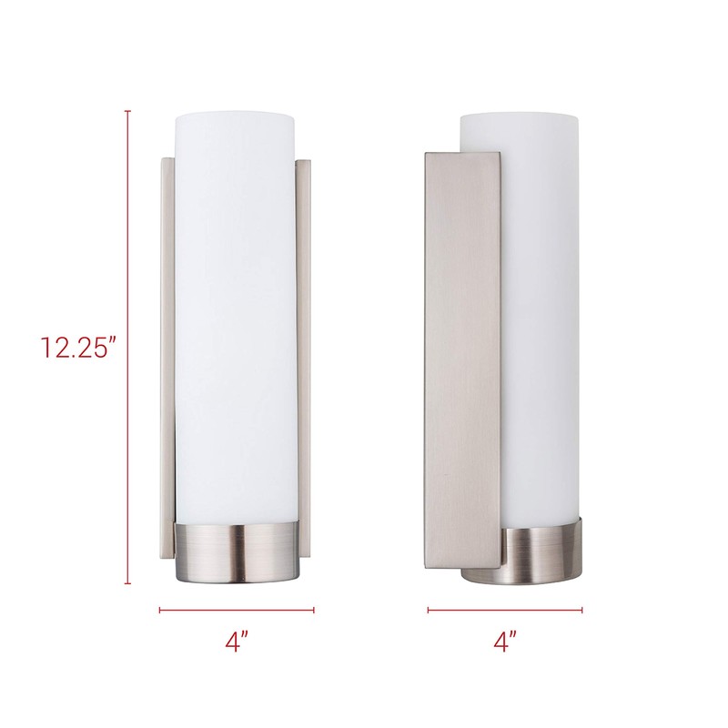 Elina Bathroom Vanity Light – Brushed Nickel w/Frosted Shade -
