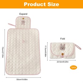 Baby Changing Mat, 1PC Portable Foldable Nappy Changing Mat, Travel Changing Mats for Newborns, Baby Gift (Rabbit Pattern)