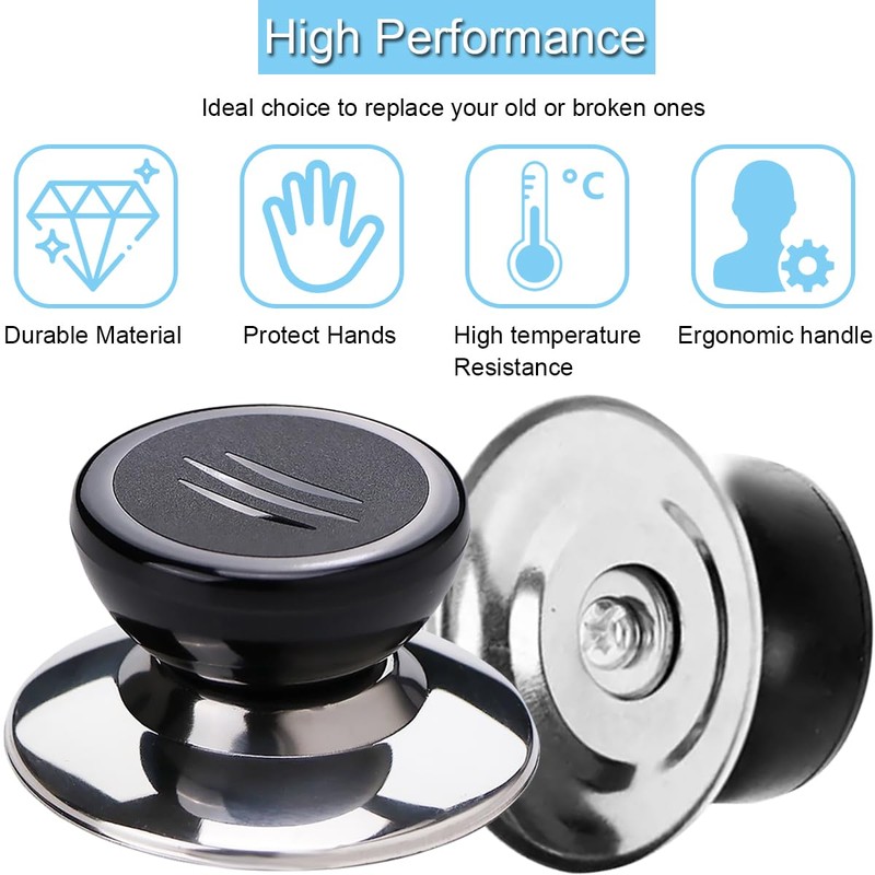 EATBALE Pot Lid Knobs, Universal Kitchen Cookware Lid Handles Replacement,
