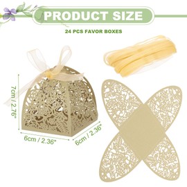 PATIKIL 2.36x2.36x2.76 Inch Favor Boxes, 24 Pcs Candy Party Gift Boxes for Wedding Mother's Day Easter Anniversary Christmas Graduation Celebration, Beige Gold