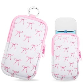 Tiltol Hand Sanitizer Spray Case,Compatible with Popular Sanitizers,Zipper Pouch for Hand Sanitizer,Cute Fashion Accessories with Snap Hook, Portable, Suitable for Girls,Women(Bow)
