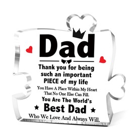 Dad Gifts,Thank You Gifts for Dads Fathers Day Birthday Christmas,Unique Father Gift Ideas,World's Best Dad Acrylic Puzzle Piece Plaque