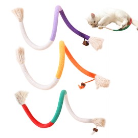 teashow 3 Pack Catnip Rope Toys Interactive Teething Chew Toy for Indoor Cats Gall Fruit and Cotton Rope Dental Cat Cleaning Stress Relief No Squeaky(Yellow Purple Red*Green)