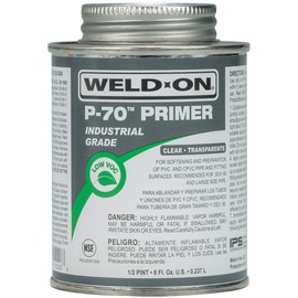 Weld-On 10226 P-70 Industrial Grade PVC/CPVC Non-Bodied Primer - Fast Acting and Low-VOC, Clear, 1/2 Pint (8 fl oz)