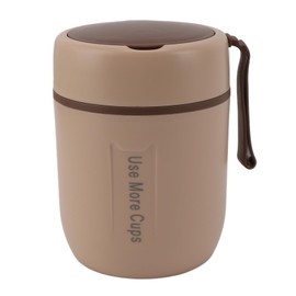 PenRux Insulated Food Container, 500 ml Children's Vacuum Insulated Stainless Steel Food Container, Leak-proof Lid, Soup Thermos for Hot Food with Folding Spoon (Khaki)