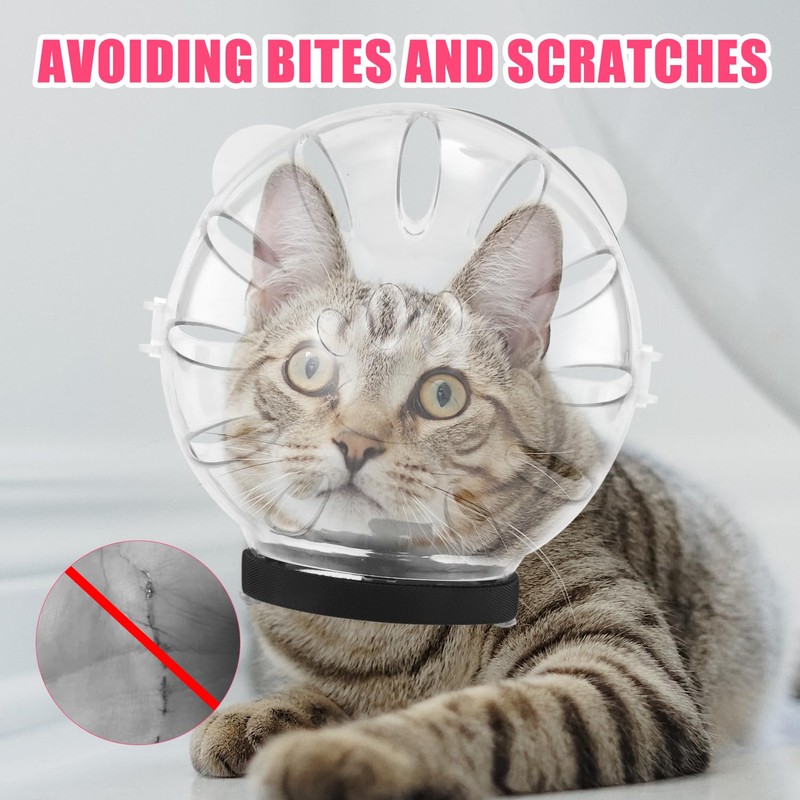 Cat Muzzle and Boots Set, Breathable Cat Adjustable Hood and