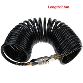25ft Air Compressor Hose with Bend Restrictor and 1/4 Quick Coupler - Coiled Flexible Air Hose with Solid Copper Connectors