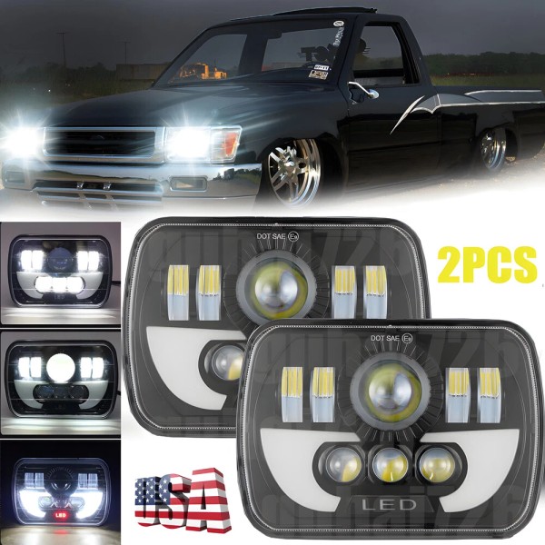 Unbranded Newest Pair 5x7" 7x6 LED Headlights Hi/Lo DRL For
