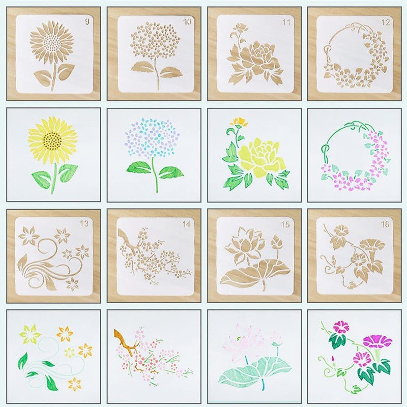 Samcos Drawing Template Stencil Sheet, Set of 20, Openwork Carving,