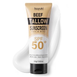 Mineral Sunscreen with Zinc Oxide SPF 50, Natural Beef Tallow Sunblock, 80G