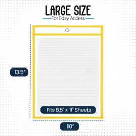 Essex Wares - 6 Pack, Yellow, Dry Erase Pocket Document Protectors, 10" Wide x 13.5" Tall - Dry Erase Clear Plastic Sleeves - Reusable & Easy Erase Plastic Invoice Holders, Water-Resistant & Durable