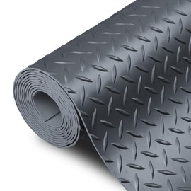 SEAL 6 x 10 Ft Premium Garage Floor Mat, 2.8mm Thickened Gray Commercial Grade Heavy Duty Parking Mat for Garage Floor, Golf Cart Parking, Water/Stain Resistant Floor Runner (Embossed Diamond Plate)