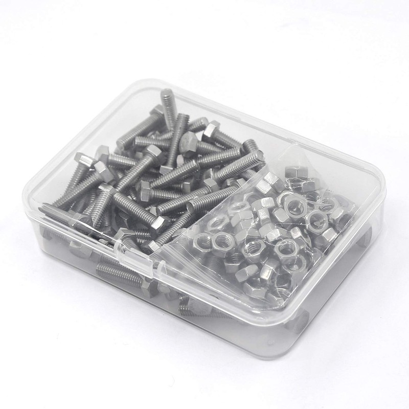 M5-0.8 x 10mm 80PCS Hex Head Screws Bolts and Nuts