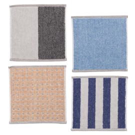 Y's factory Men's Towel Handkerchief, 100% Cotton, 4 Pieces, 5 Pieces, 8 Pieces, Set of 8, 7.9 inches (20 cm), 9.1 inches (23 cm), 9.8 inches (25 cm), 9.8 inches (25 cm), Quick Drying, Compact, Pile