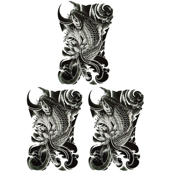 THE FANTASY hb090 Tattoo Sticker Carp Wave [A5 Size, Pack of 3], hb090-3