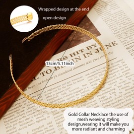 BROCC Gold Chunky Choker Necklace for Women 14K Gold Plated Bold Statement Necklace Open Thick Striped Flat Snake African Collar Exaggerated Choker Jewelry for Women