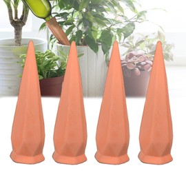 Joyeee Plant Watering Stakes, 4pcs Terracotta Self Watering Spikes Plant Watering Devices for Wine Bottles Vacation Automatic Plant Waterers for Indoor & Outdoor Plants