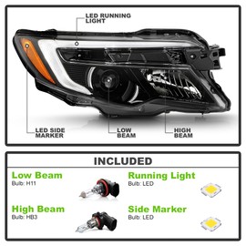 KEEKPO - For 2016-2018 Honda Pilot 17-20 Ridgeline w/LED DRL Projector Headlight Headlamp Replacement Passenger Side