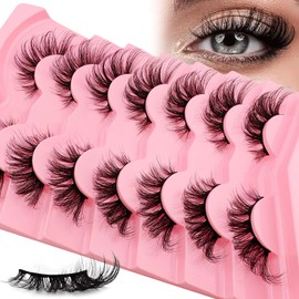 7 Paare 3D Falsche Wimpern Katzenauge, Cat-Eye Natürliche Künstliche Wimpern Extensions Set, Fox Eye Artificial Künstliche Wimpern Natürlich Look, Angel Winged Fake Lashes Faux Mink Wimpern(FXD2)