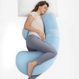 57 Inch Maternity Pillows,Pregnancy Pillows for sleeping,Knitted Full Body Pillows for Pregnant Women ,J-Shaped Full Body Maternity Pillow with Removable Cover,Side Sleeper Pillow for Adults (Knitted)