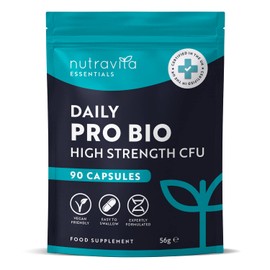 Probiotics for Gut Health - 90 Vegan Capsules (Not Tablets) for Bloating Relief - Supplements for Men & Women - Bio Cultures Complex with Lactobacillus Acidophilus - Nutravita