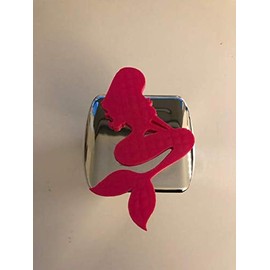 LicensePlateFreak Mermaid in 3D - 2 inch Trailer Hitch Cover Chrome with Pink - Swim Turtle Honu