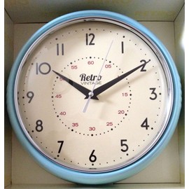 Blue Retro Style Kitchen Wall Clock