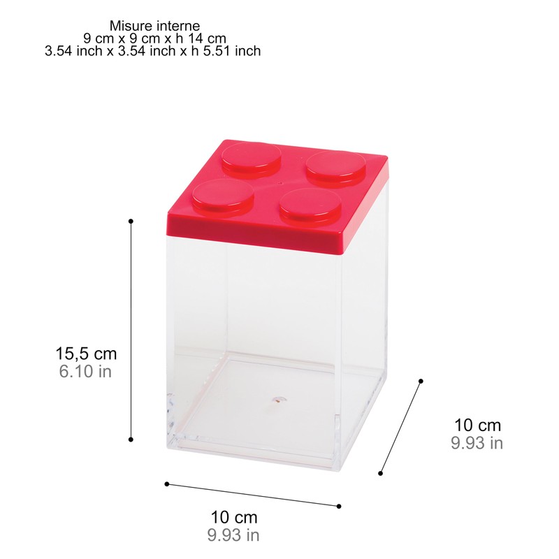 omada Design Confetti or candy container, Brick type, in transparent