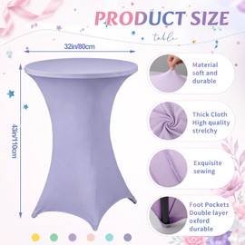Mindsoft 6 Pcs 32x43 Pastel Stretch Cocktail Table Covers Spandex Tablecloth for Round Tables, High Top Table Cover Bridal Wedding Birthday Party Baby Shower Decoration Outdoor (Macaron Colors)