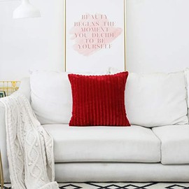 UGASA Decor Soft Solid Velvet Toss Throw Pillow Cover Fashion Striped Decorative Pillow Case Handmade Cushion Cover for Couch, 20x20 inches, 1 Piece, Green