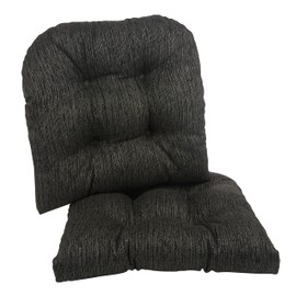 Klear Vu Gripper Overstuffed Universal Non-Slip Dining Chair Cushions for Kitchen Decor or Office Use, U-Shaped Skid-Proof Seat Pad, 17x17 Inches, 2 Count (Pack of 1), Chenille Black