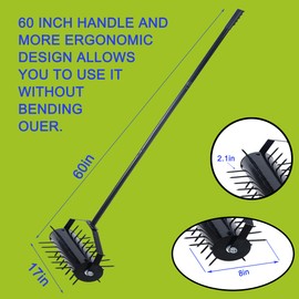 TREATLIFE HOME Rolling Manual Lawn Aerator for Healthy, Lush Lawns, Easy Assembly, 58-Inch Handle for Lawn Care