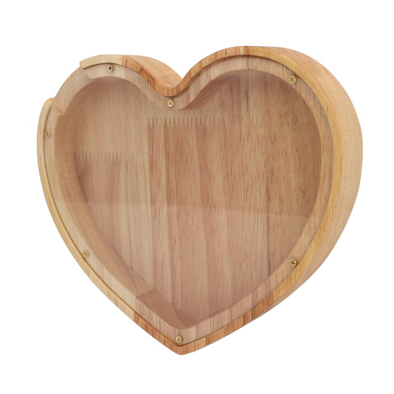 Heart Shaped Storage Box Transparent Acrylic Panel Wooden Display Case