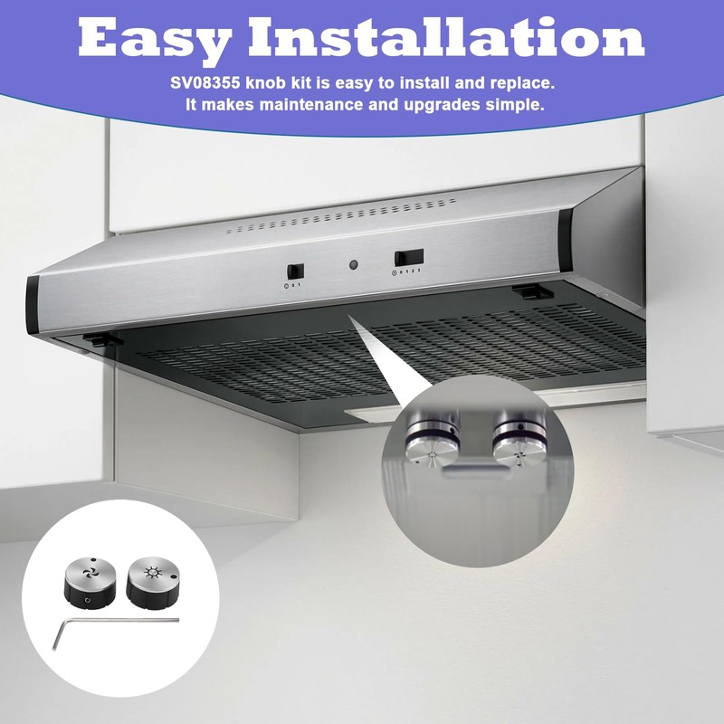 IWIWE 2026 Upgrade SV08355 Hood Knob Replacement Kits,Blower and Light