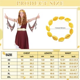 Haysandy 5 Pcs Imperial Empress Costume Greek Costume Set, Adult Toga Costume with Roman Leaf Crown Necklace Armband (XX-Large)