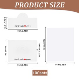 SOFPLATE 100Pcs jewellery Package Bags Earring Display Cards Small Craft Packaging Set White Cardboard Foldable Header Card Holders for Selling Hanging Showing Bracelets Earrings Bracelet Small Busine