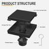EBYTE Square Shower Drain, 6 Inch Black 304 Stainless Steel