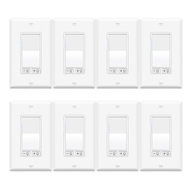 Dimmer Switch,NineLeaf 8PK Single Pole/3 Way, 3-300W LED & CFL, 15-600W Halogen & Incandescent, 15A 120V,Residential and Commercial,ETL Listed, White with Wall Plate