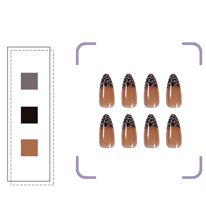 French Leopard Print Pointed Toe Ultra Long Ballerina False Nails,