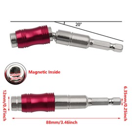 Swivelling bit tip holder, magnetic screw drill tip, quick change locking bit holder, adjustable screwdriver bit holder for tight spaces or corners
