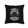 Birds And Binoculars Before Breakfast Birdwatching Throw Pillow