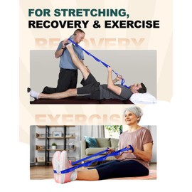 Trideer Non-Elastic Stretching Strap with Loops for Physical Therapy & Rehab, Knee Hip Leg ROM Post-Surgery, Yoga Strap for Stretching, Leg Lifter Strap Mobility Aid, Hamstring Calf Back